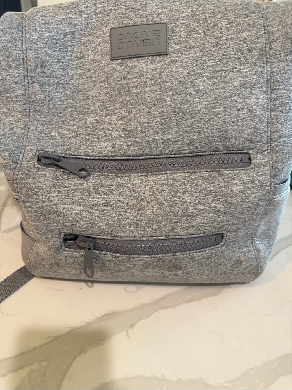 Dagne Dover Heather Grey Men's Backpack - Front Zip Organizer